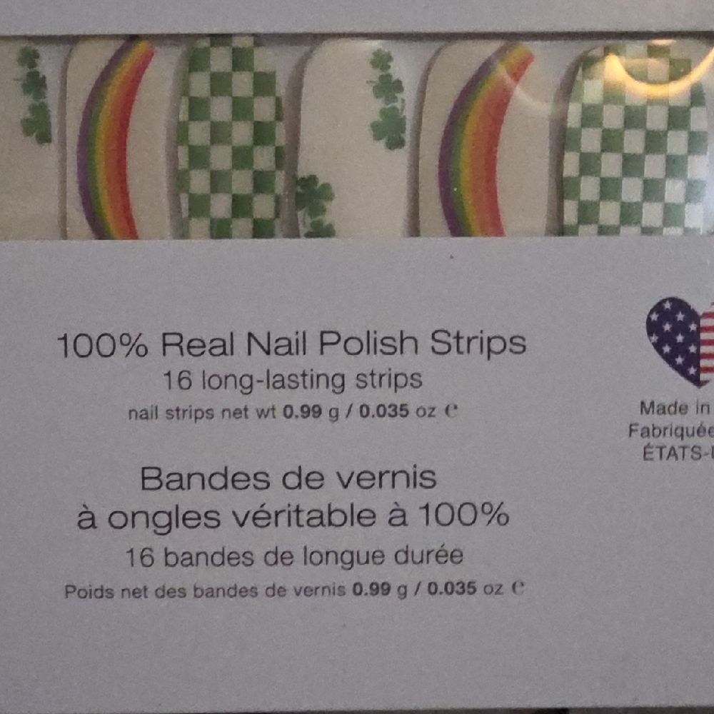 Color Street Rainbow & Shamrock Nail Strips - White, Rainbow, Green